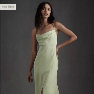 BHLDN Remy Cowl-Neck Satin Gown Cucumber Size 2